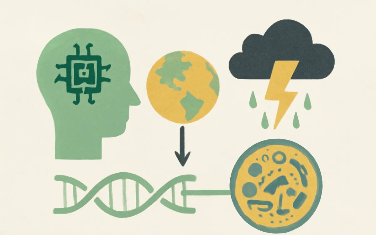 Illustration for "Mapping the Convergence of Frontier Technologies for Major Environmental Challenges: A Chemical and Molecular Perspective on the Use of AI for Climate Action and Antimicrobial Resistance"